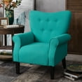 thumbnail image 3 of Aukfa Modern Accent Chair,Wing Back Armchair for Living Room,Club Chair Roll Arm Single Sofa with Wooden Legs,Teal, 3 of 10