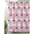 thumbnail image 2 of Pink Christmas Snowman Shower Curtain Set, Waterproof Shower Curtains for Bathroom, Winter Xmas Snowflake Cute Washable Fabric Cloth Bath Curtain for Bathtub Decoration with Hooks 60x72 Inches, 2 of 6
