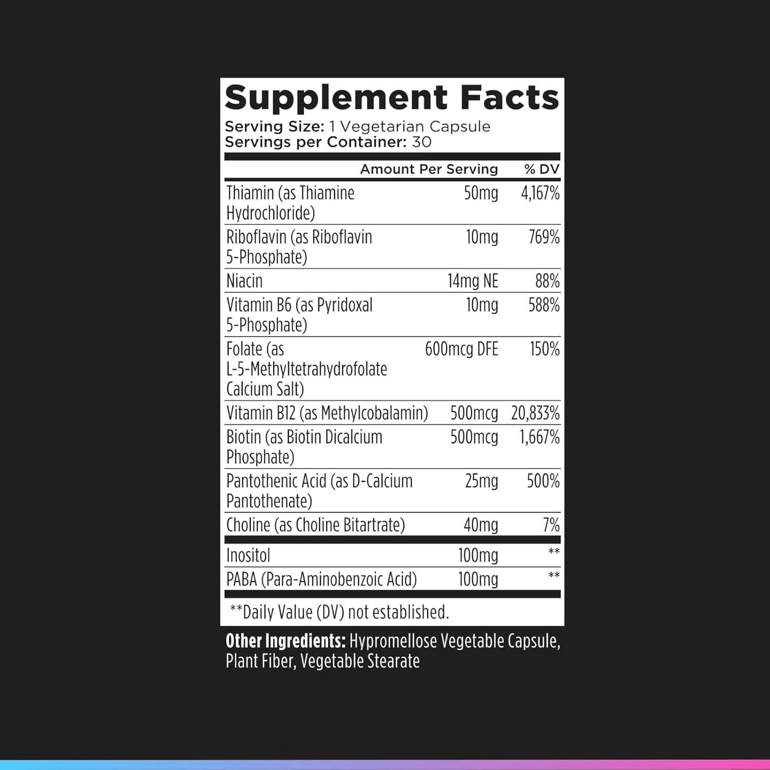 Livingood Daily Vitamin B Complex 30 Capsules - 11 in 1 B Complex Vitamins, Methylated B12 Supplement, Folate, B1 B2 B3 B5 B6 & Biotin for Hair, Skin and Nails