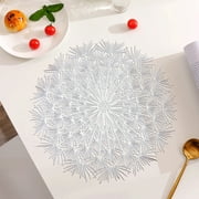 QUEENTRADE 2 pcs Punching Dandelion PVC Table Mat Idea Round Hot Gold Insulation Table Mat 38 cm-Silver