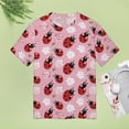 thumbnail image 4 of Ladybug Floral Pink-3 Women's T-Shirt Short Sleeve T Shirts Tops Tee Ladies Loose T, 4 of 6