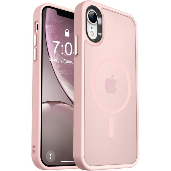 Strong Magnetic for iPhone XR Phone Case, [Compatible with Magsafe][Mil-Grade Drop Protection] Slim Thin Translucent Matte Protective Cover Case for iPhone XR Case 6.1'', Pink
