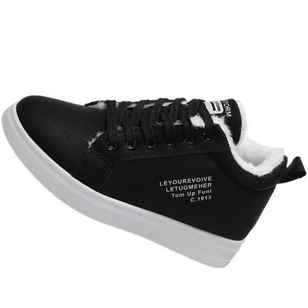 

Women Daily Casual Sneaker with Thermal Cotton Thick Low-top Shoes for Birthday Christmas Gifts 40 Black