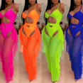 thumbnail image 3 of Women Beach Mesh Ruffles Sheer Wide Leg Pants Bikini Cover Up 4 Colors, 3 of 4