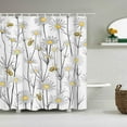 thumbnail image 2 of Daisy Shower Curtain Set Grey Flowers with Bees in Spring Blooming Bathroom Curtain Floral Fabric Curtain for Home Decor with Hooks 72"×72" Inches Yellow White, 2 of 6