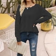 thumbnail image 2 of tarylea Tops for Women Trendy Eyelet Knitted Sweaters Crew Neck Long Sleeve Shirts Loose Pullover Tops Casual Wear, 2 of 3