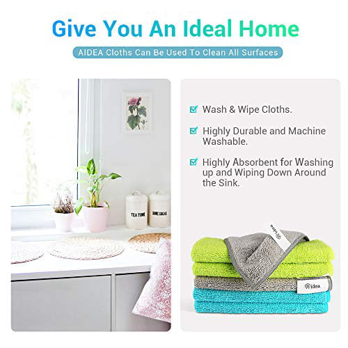 AIDEA Microfiber Cleaning Cloths-12PK Lint Free Streak Free for House Car Window Gifts Kitchen Softer Highly Absorbent 16in.x16in. 