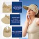 thumbnail image 4 of Gorra con visera blanca para mujer, gorra para el sol con ala ancha para exteriores, plegable y de secado rápido con protección solar UPF50+, se puede usar para playa, golf, correr, 4 of 5