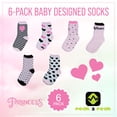 thumbnail image 3 of Peak 2 Peak Unisex Infant, Baby and Toddler 6-Pack Princess Ankle Socks - 6-12 Months, 3 of 6