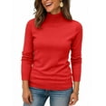 thumbnail image 4 of Womens Turtleneck Sweaters 2025 Knit Long Sleeve Pullover Fitted Trendy Basic Fall Tops Winter Warm Casual Blouse Red 2XL, 4 of 5