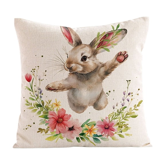 YingYouFu Easter Pillow Cover, Rabbits and Egg Pattern Cushion Case for Sofa Living Room Bedding, Home Decor for Household Use and Party