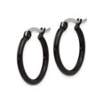 thumbnail image 2 of Stainless Steel Polished Black Plated Hoop Earrings (19mm), 2 of 6