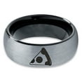 thumbnail image 2 of Tungsten Savory Slice Pepperoni Pizza Food Band Ring 8mm Men Women Comfort Fit Black Dome Brushed Gray Polished, 2 of 4