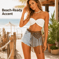 thumbnail image 6 of Women's Fringe Belt, PU Leather Macrame Waist Belt for Beach Outfits，Fashionable belt, new style belt, a must-have for ladies, 6 of 9