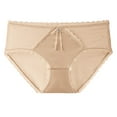 thumbnail image 3 of Bikini Underwear for Women Women's Lace Underwear Mid-Waisted Ice Silk Full Cover Underwear Soft Satin High Waisted Panties Lightweight Breathable Underpant Briefs Womens Underwear Seamless Beige L, 3 of 3