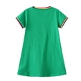 thumbnail image 2 of WIBACKER Toddler Kids Girl's Casual Dress Short Sleeve Cartoon Appliques Striped Tunic Dresses 2-7T, 2 of 9