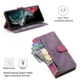 thumbnail image 2 of Dteck Wallet Phone Case for Samsung Galaxy S22 Ultra, RFID Blocking Credit Card Slots Holder Zipper Wallet with Wristband Lanyard Flip Folio Cover, Rose+Purple, 2 of 11