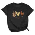 thumbnail image 1 of Gibobby Playera de Verano para Mujer Impresión O-cuello suelto mujer blusa corta camiseta Top moda camisa blusa de mujer(Negro,M), 1 of 3