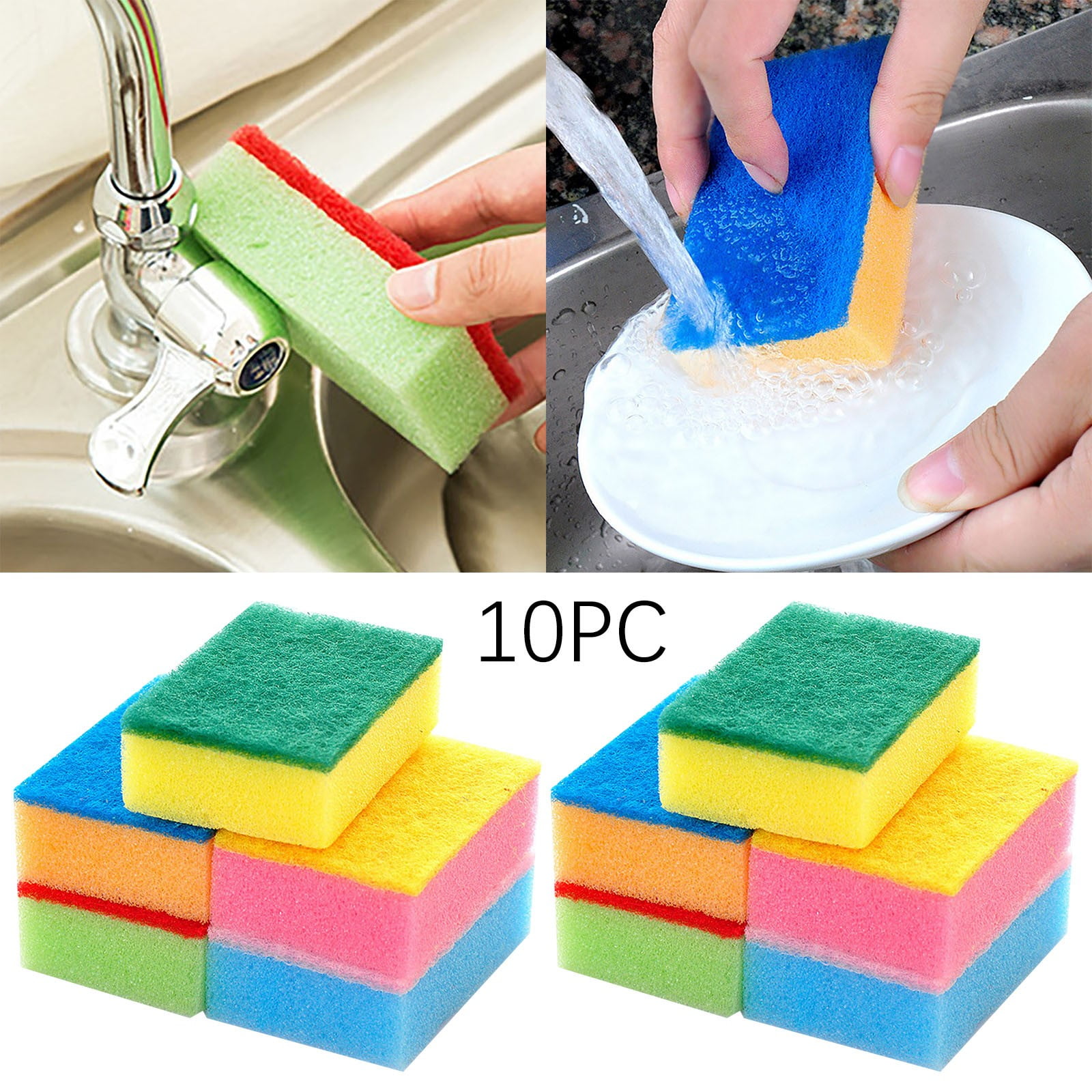 10-Piece Kitchen Cleaning Brush Set for Decontamination and Sponge Wiping Tasks with Assorted Durable Scrubbers