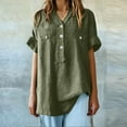 thumbnail image 6 of Women's Short Sleeve T-shirt Women'S Office Ready Linen Shirt - Professional Button Down,Green Women's Short sleeve T-shirt M, 6 of 7