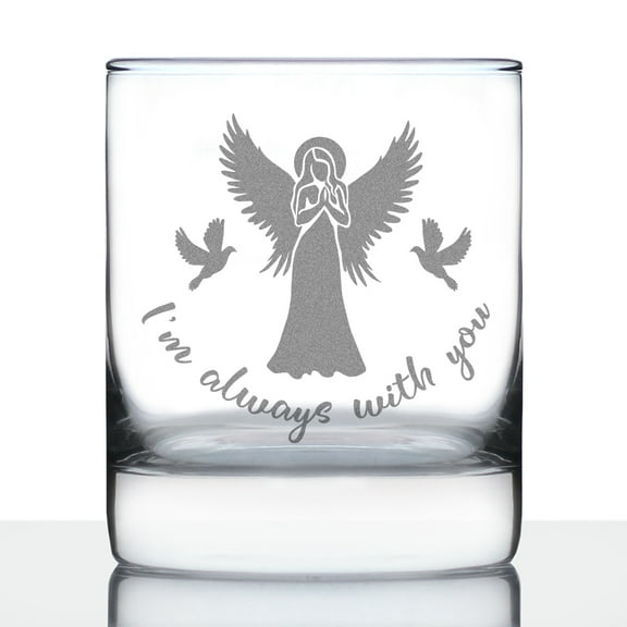 Bevvee Whiskey Rocks Glass 10.25 oz Always With You Angel Gifts for Someone Who Loves Whiskey and Angels Glassware & Drinkware