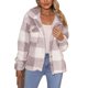 thumbnail image 5 of Plaid Fuzzy Coat, Soft Button Up Jacket Elegant Fashionable  For Women For Office Work ANGGREK Tela escocesa gris y blanca M, 5 of 7
