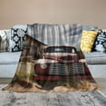thumbnail image 2 of COMIO  Americana Throw Blanket, Abandoned Restaraunt on Route 66 Come on in Sign Desert Road Rusty Old Car, Flannel Accent Piece Soft Couch Cover for Adults, Brown, 2 of 6