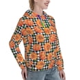 thumbnail image 6 of Lsque Autumn Pumpkins Gingham Pattern Casual Women's Hoodie,Hooded Sweatshirt with Kangaroo Pocket,Pullover Hoodie with Eye-catching Drawstrings-Small, 6 of 7