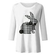 thumbnail image 4 of Women's Casual Easter Print O-Neck Loose 3/4 Sleeve Cropped T-Shirt Top Black S, 4 of 4