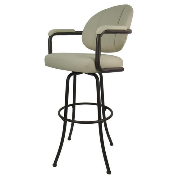 Extra Tall Swivel Metal Bar Stool 34" M-70 - Ocean Beige Vinyl - Coffee