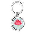 thumbnail image 1 of Watercolor Peach Flower Cartoon Rotating Keychain Metal Keyring Holder, 1 of 2