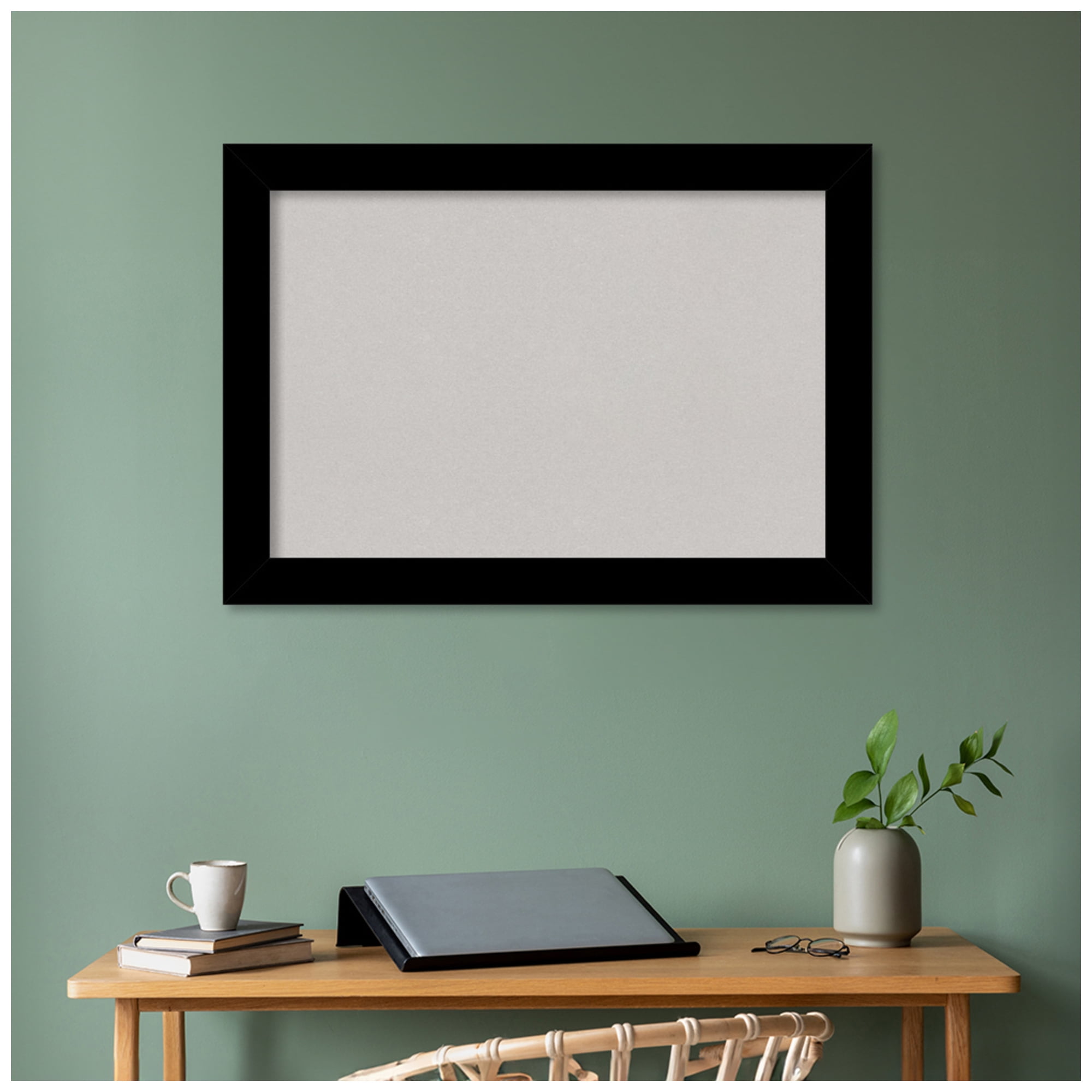 Amanti Art Grey Cork Board Wood Framed Basic Black Bulletin Board 41 in. x 29 in.