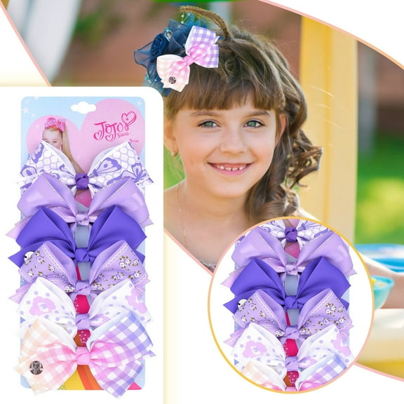 6 In A Clip Girls Hair Bow Rainbow Hair Accessory Durable Ribbon Bow Clip for Playful Styles