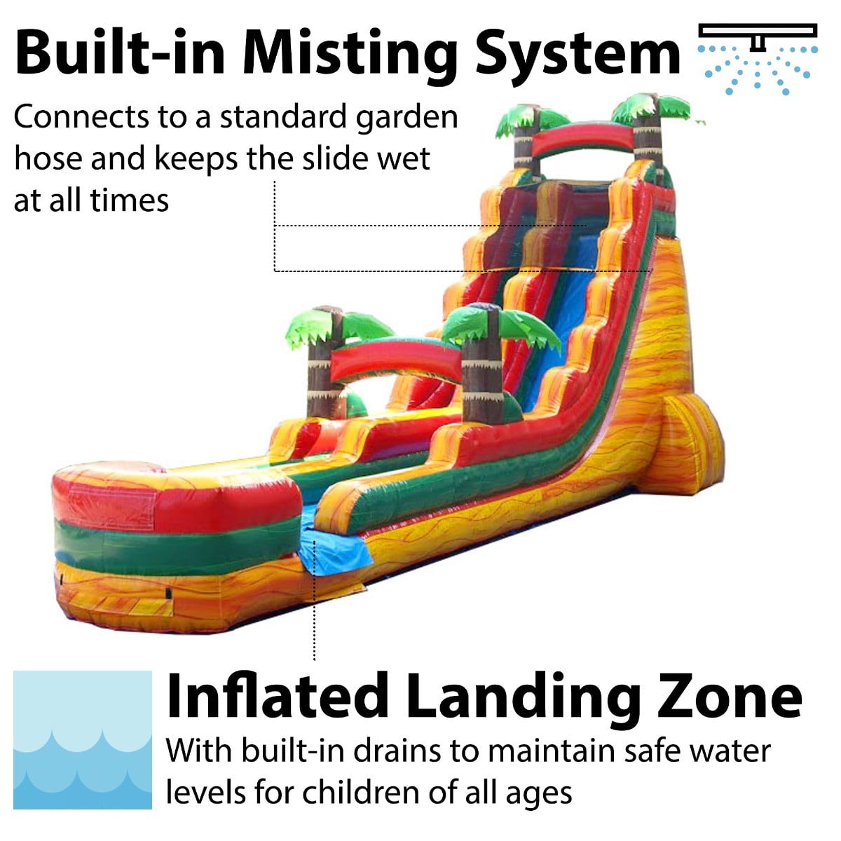 TentandTable Commercial Inflatable Water Slide, Fire Marble Tropical with Blower, 22 ft