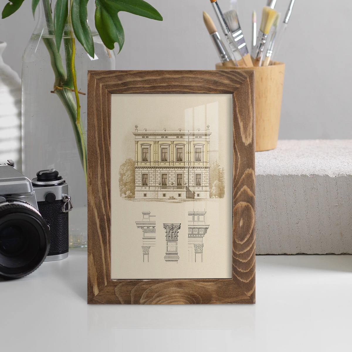 Estate & Plan IV -Framed Print w/glass-Walnut