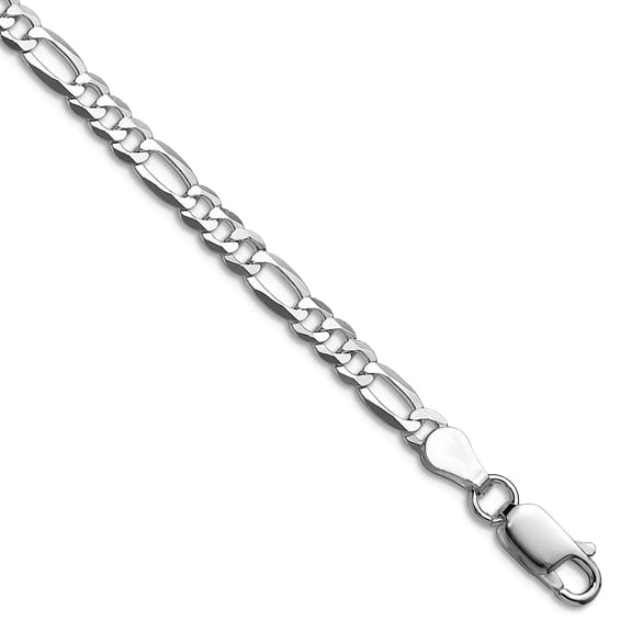 925 Sterling Silver Rhodium Plated 4.0mm Lightweight Flat Figaro Chain Necklace 20 Inch Chain Necklace for Women and Men