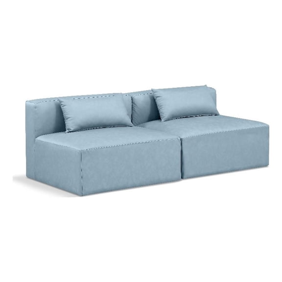 Meridian Furniture Cube Light Blue Vegan Leather 2-Pc. Modular Sofa