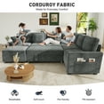 thumbnail image 3 of BedLuxury 106" Modular Sectional Sofa Bed with Pull Out Bed, Large Storage & USB Charging, Modern Sleeper Couch for Living Room, Corduroy Gray, 3 of 10