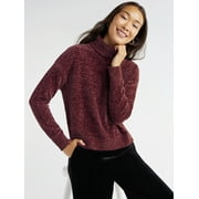 Time and Tru Women's Chenille Turtleneck Pullover Sweater, Midweight, Sizes S-XXXL
