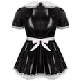 thumbnail image 4 of Vestido de sirvienta Sissy de línea A con encaje y volantes para hombre, de charol, trajes de cosplay, vestido de sirvienta con delantal, cuello de muñeca, mangas abullonadas, 4 of 5