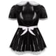 thumbnail image 4 of Vestido de sirvienta Sissy de línea A con encaje y volantes para hombre, de charol, trajes de cosplay, vestido de sirvienta con delantal, cuello de muñeca, mangas abullonadas, 4 of 5