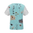 thumbnail image 5 of ICHUANYI Clearance Women Fashion Summer Sexy Fold Printed Regular Women Short Sleeves V Neck Button Top(Blue, M) ICHUANYI WER2023081008513, 5 of 5