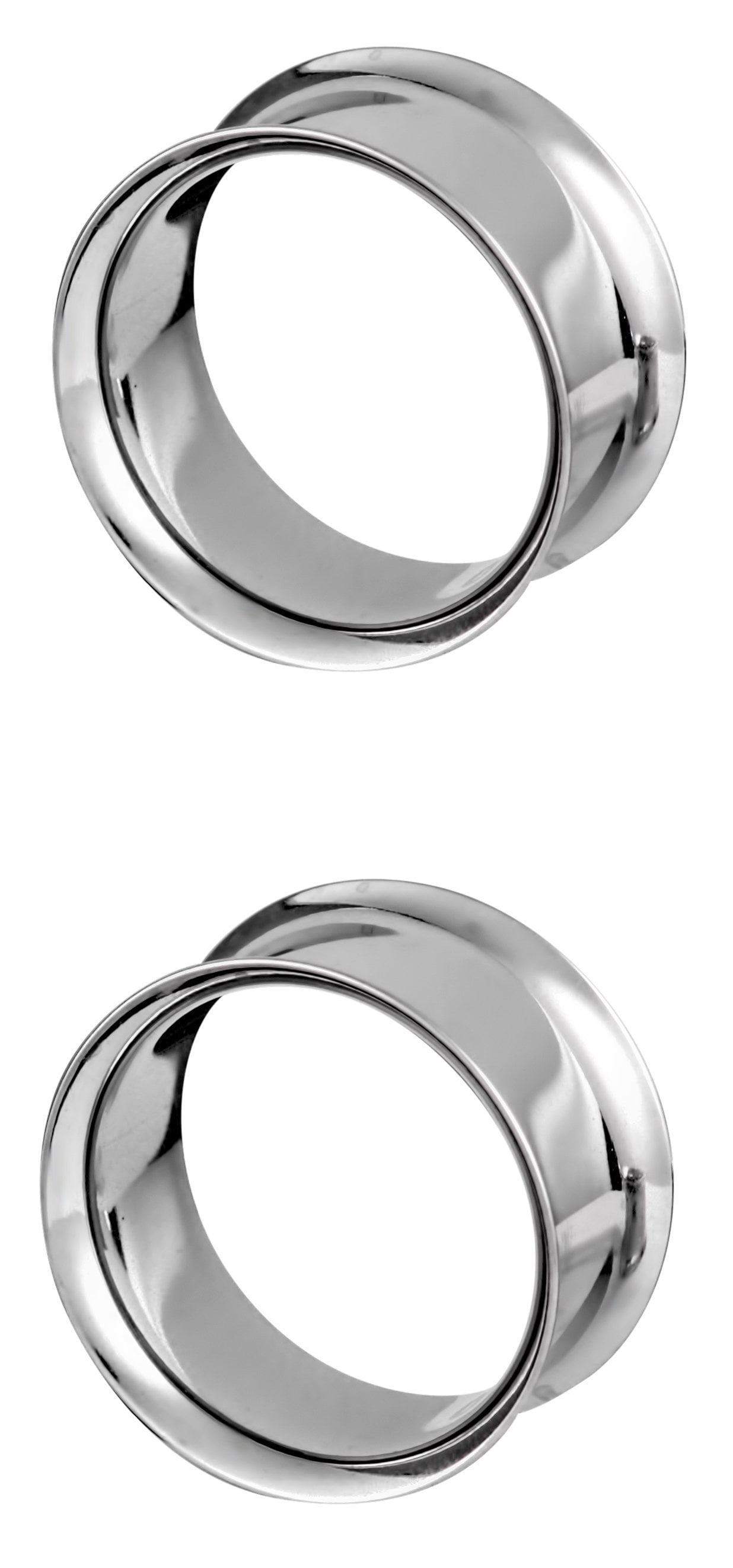 Forbidden Body Jewelry 12G-2 Inch Surgical Steel Mirror Finish Double Flared Tunnel Plug Earrings Pairs 