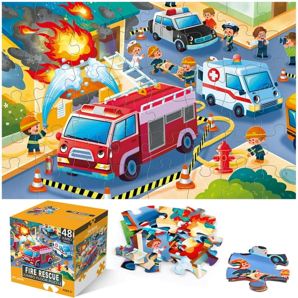 Puzle gigante IFLOVE Fire Rescue Firefighter, 48 piezas para niños