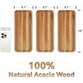 thumbnail image 2 of Acacia Wood Serving Trays, Set of 3 Wooden Serving Platters for Home Decor, Food, Cheese, Fruit, Vegetables, Charcuterie, Appetizer Serving Tray(11.8 x 5.1 x 0.78 inches), 2 of 6