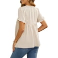 thumbnail image 3 of INSPIRE CHIC Women's Maternity Casual Round Neck Ruffle Sleeve Button T-Shirts Babydoll Loose Fit Peplum Tops 2XL Apricot, 3 of 6