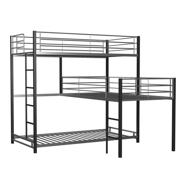 Furniture of America Crossman Lit Superposé Simple Triple en Métal, Sable Noir