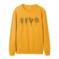 thumbnail image 5 of Blouses for Women Dressy Casual Long Sleeve Winter Relaxed Fit Crew Neck Mitten- Drop Shoulder with Pocket Floral Leisure Cotton Pullover Top(Yellow,XXXL), 5 of 5