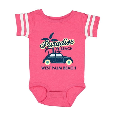 

Inktastic Paradise Beach in West Palm Beach with Palm Trees and Car Gift Baby Boy or Baby Girl Bodysuit