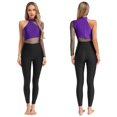 thumbnail image 6 of iiniim Women's One Shoulder Gymnastics Leotard Rhinestone One Piece Unitard Metallic Color Ballet Dance Leotards Purple XL, 6 of 7